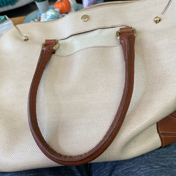 FURLA Leather Tote Cream/Luggage Brown Leather - Picture 2 of 9